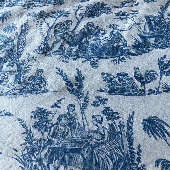 French Country Scenic Toile Design Romantic Cotton Blue White Full Queen Duvet - Picture 4 of 9